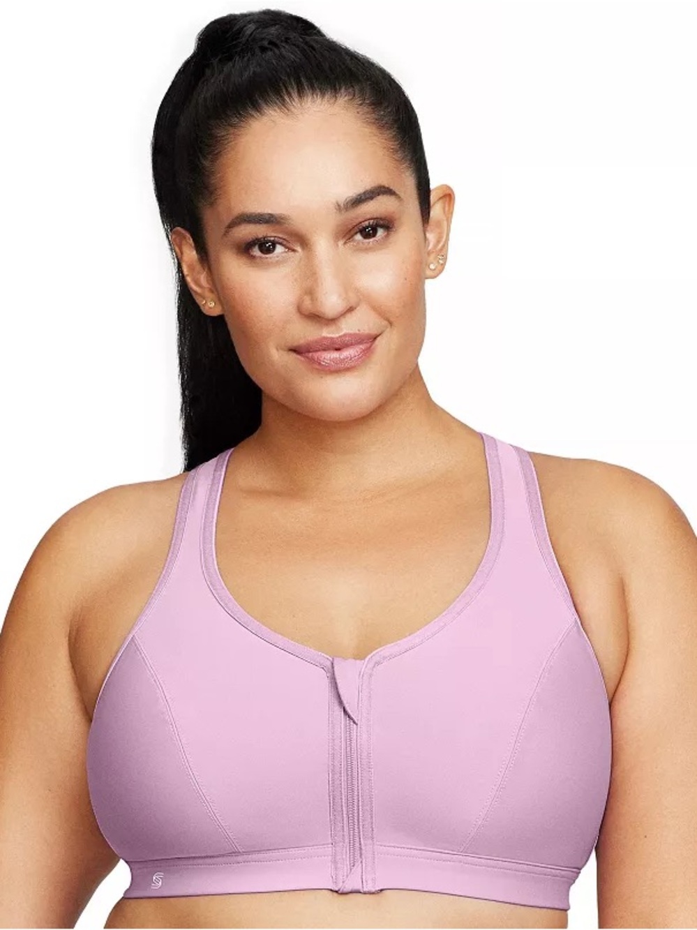 Glamorise Sport Full-Figure Zip-Front Wirefree Sports Bra 9266 Purple Size 44F